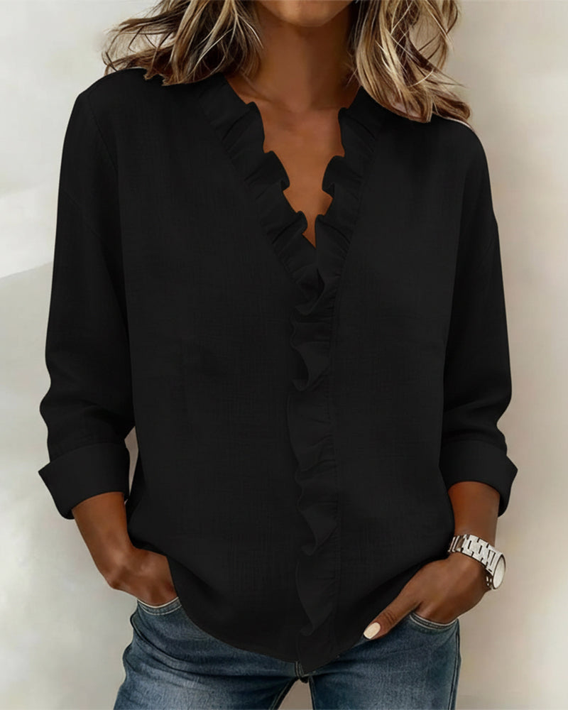 Alena | Ruffled Blouse V-Neck