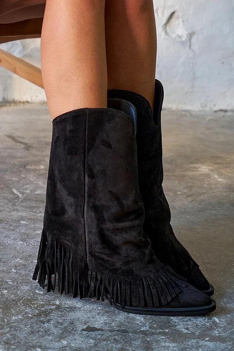 Élise | Fringe-Trimmed Suede Boots