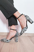 Lydia | Ankle Strap Zebra Print Pumps