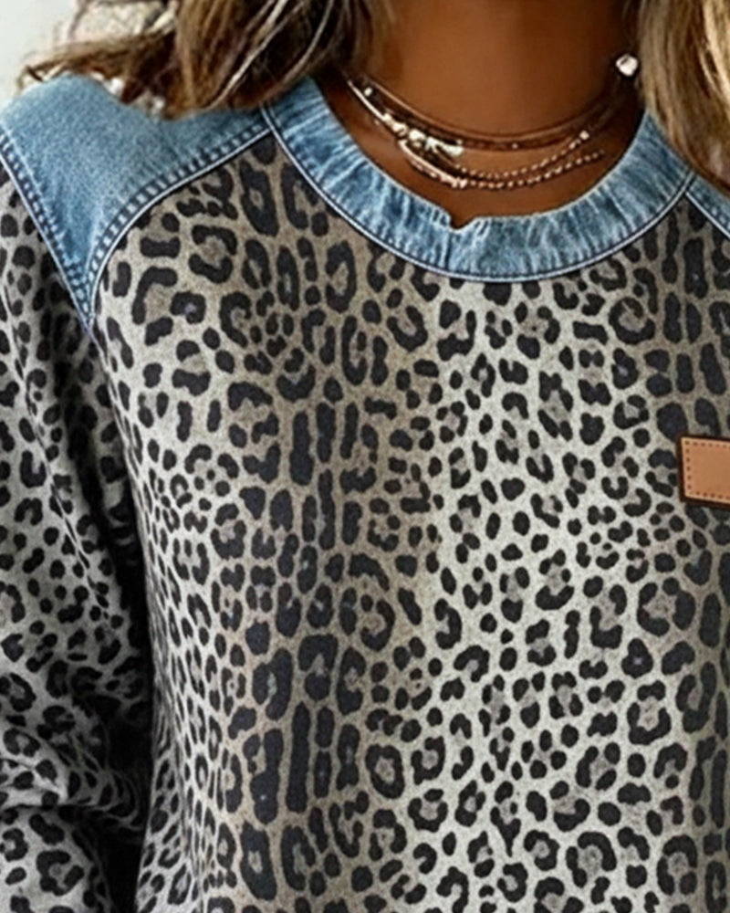 Avery | Print Denim Patchwork Sweatshirt