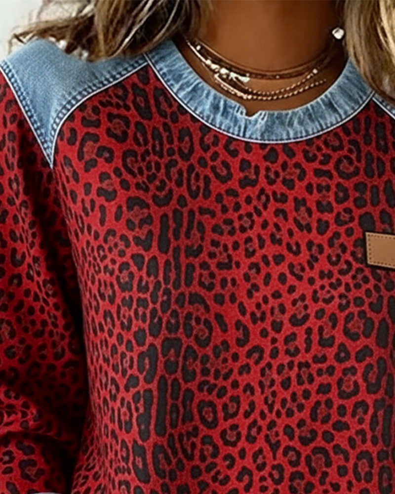 Avery | Print Denim Patchwork Sweatshirt