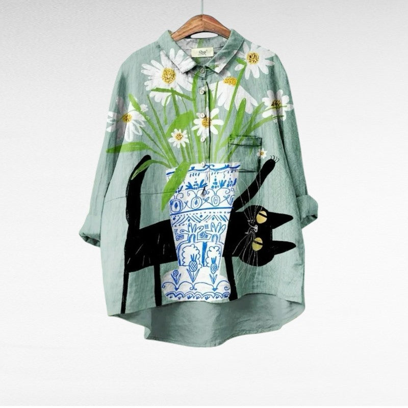 MOREAU LYON | FLOWERED CAT BLOUSE FOR WOMEN