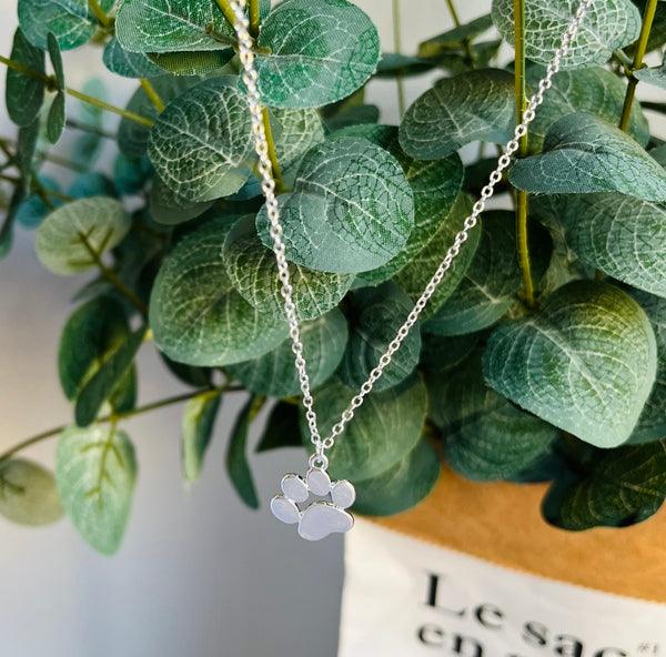 Chic Silver Paw Print Pendant on a Chain