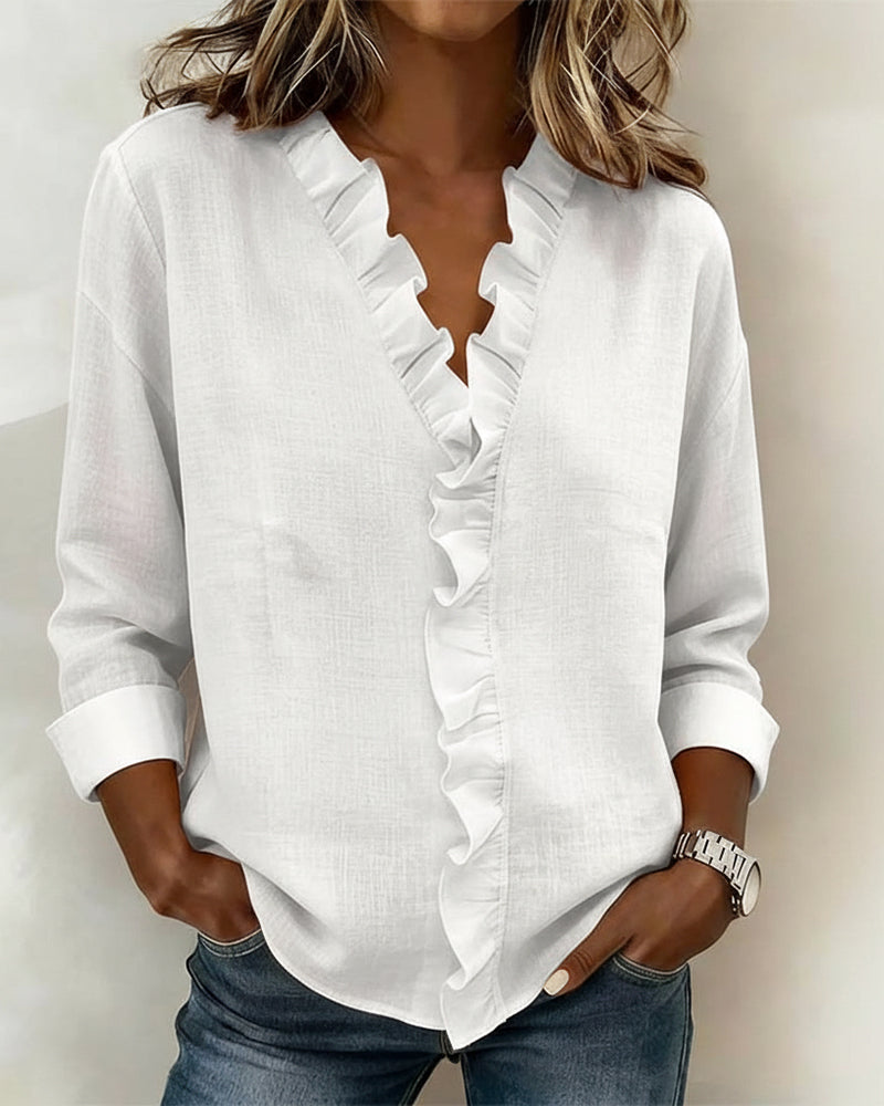 Alena | Ruffled Blouse V-Neck