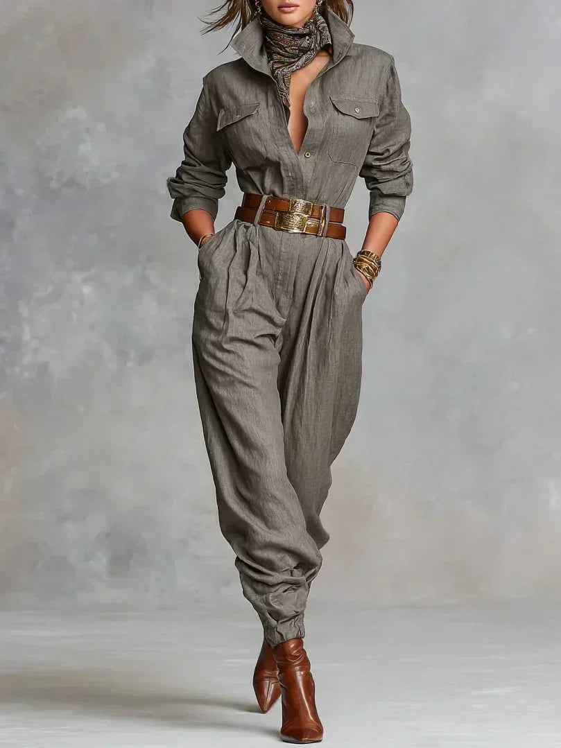 Megan | Linen-Cotton Blend Jumpsuit