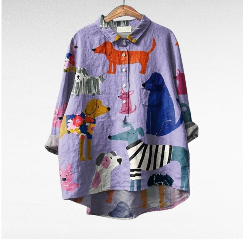 MOREAU LYON | WOMEN'S DOG PATTERN BLOUSE