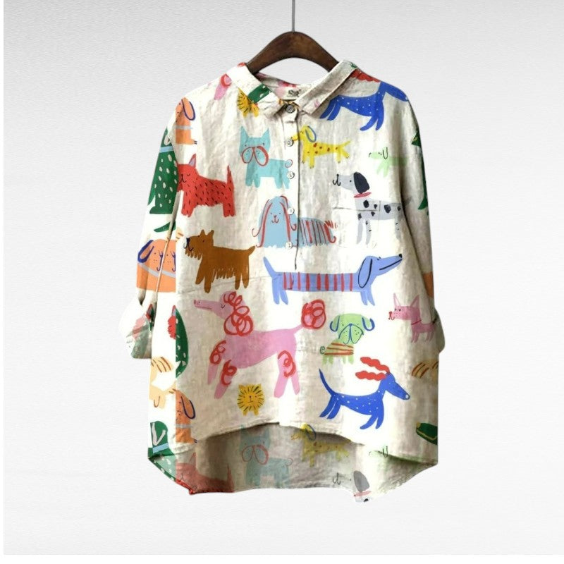 MOREAU LYON | WOMEN'S DOG PATTERN BLOUSE