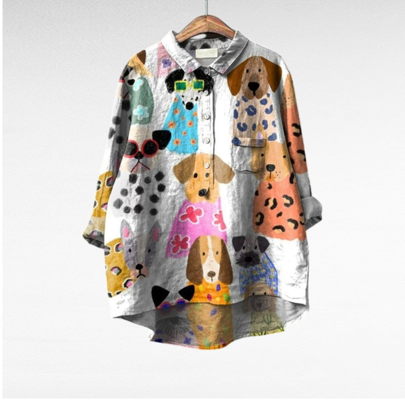 MOREAU LYON | ARTISTIC DOG BLOUSE FOR WOMEN