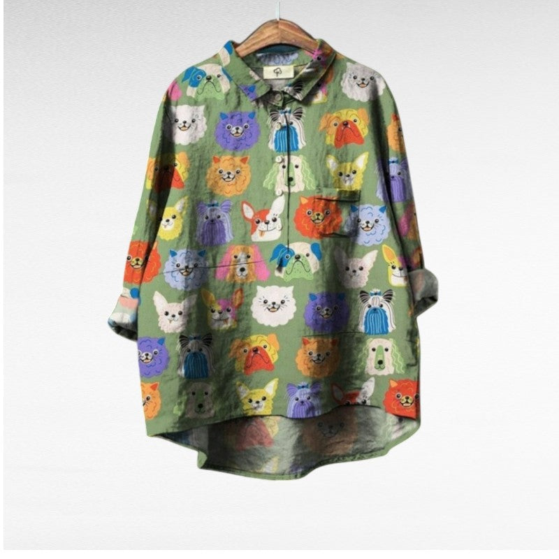 MOREAU LYON | WOMEN'S DOG PATTERN BLOUSE
