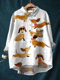 Allyson | Cute Dog Dachshund Art Print Casual Shirt