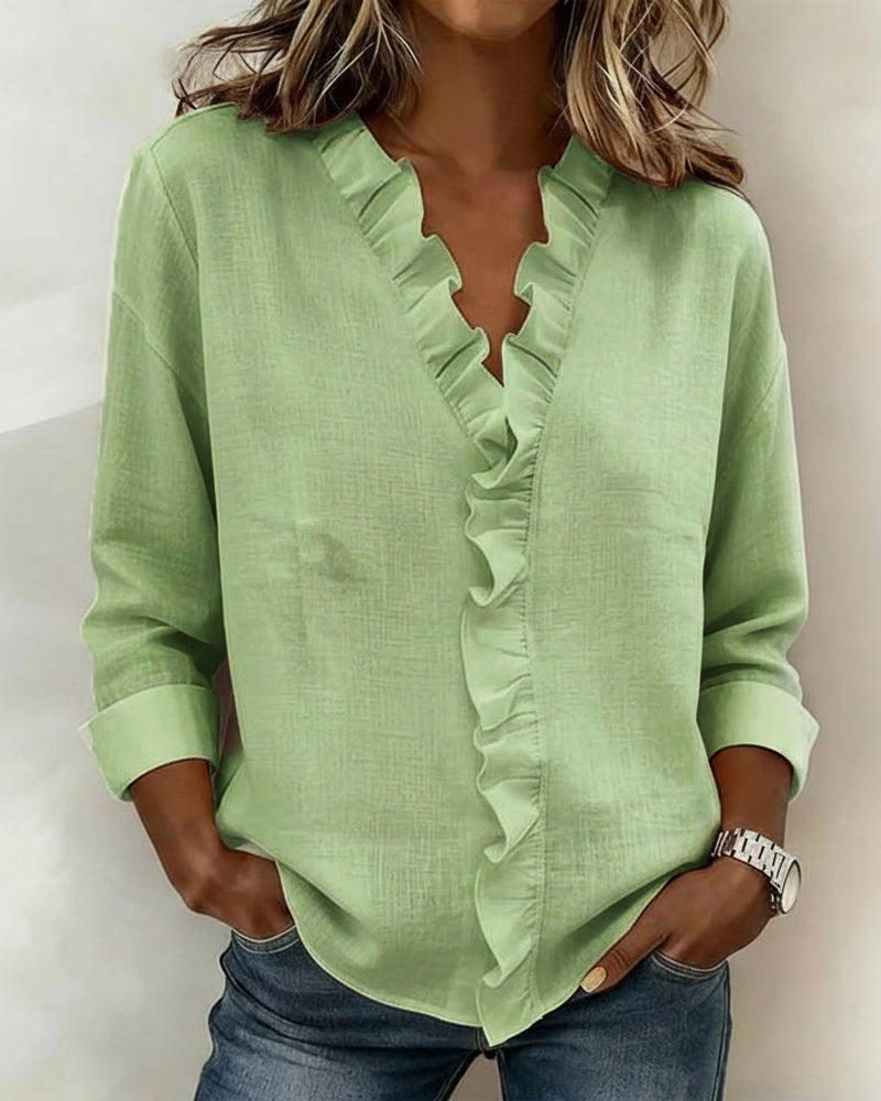 Alena | Ruffled Blouse V-Neck