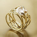 Samira - Gold Dune Ring Adorned with Pearls