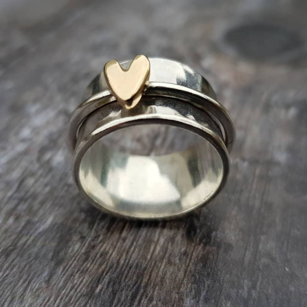 Mely - Silver Ring with Gold Heart Accent