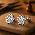Paw Print Silver Earrings