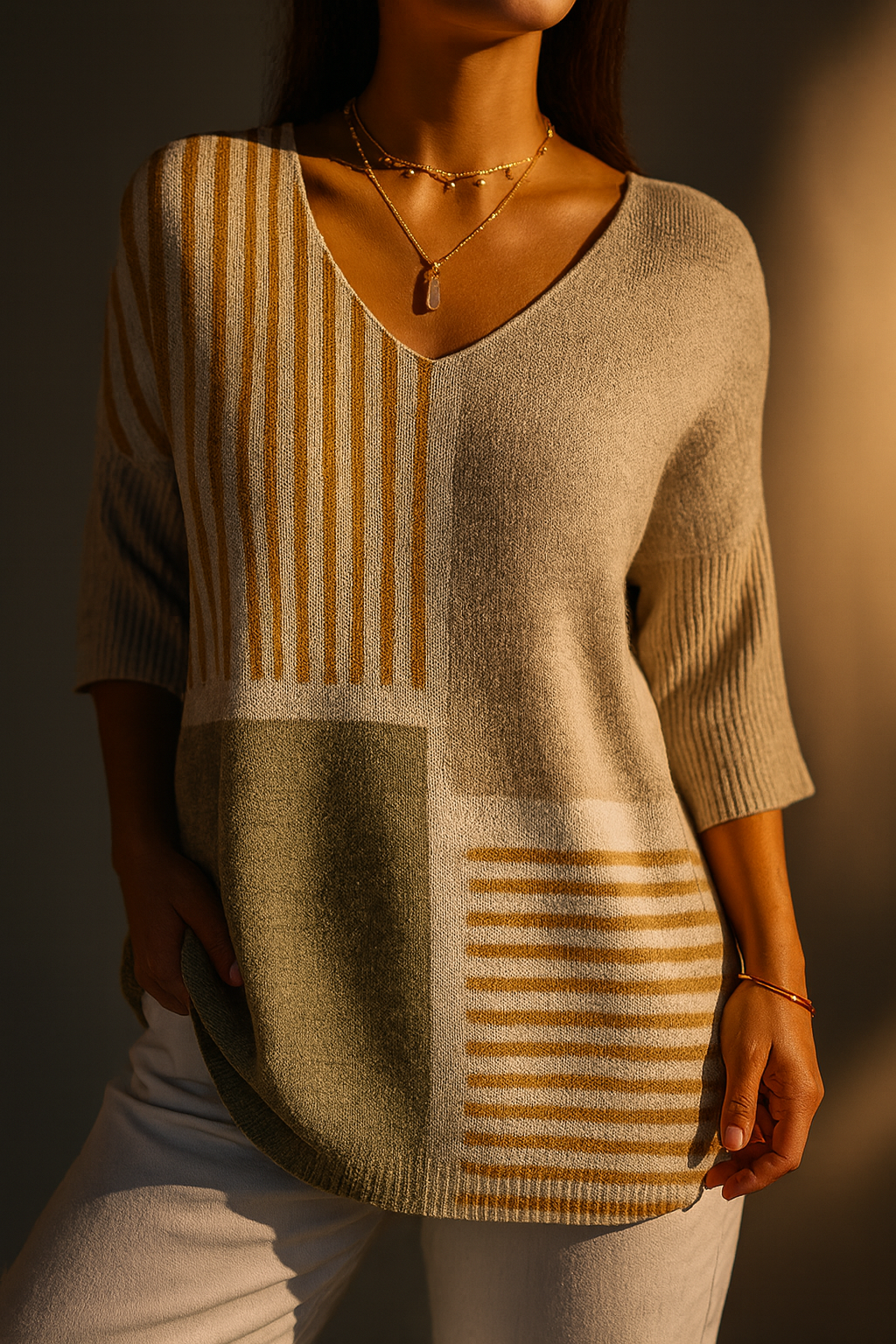 Amelia | Women's Abstract Geometric Pattern Art Print Casual Pullover