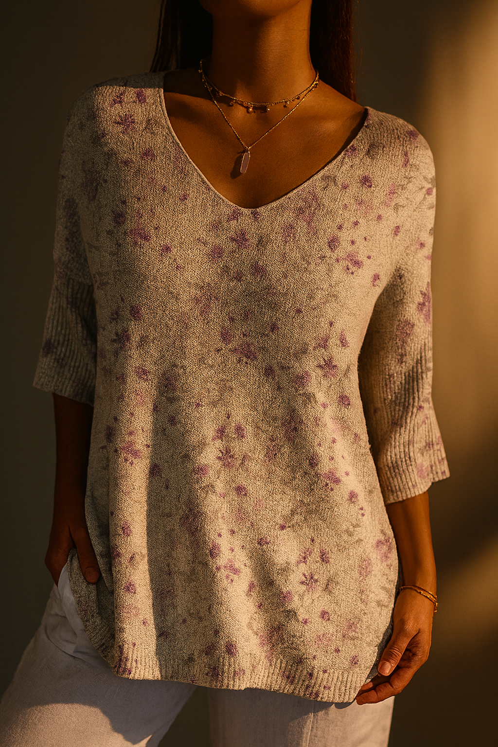 Amelia | Women's Vintage Floral Art Casual Pullover