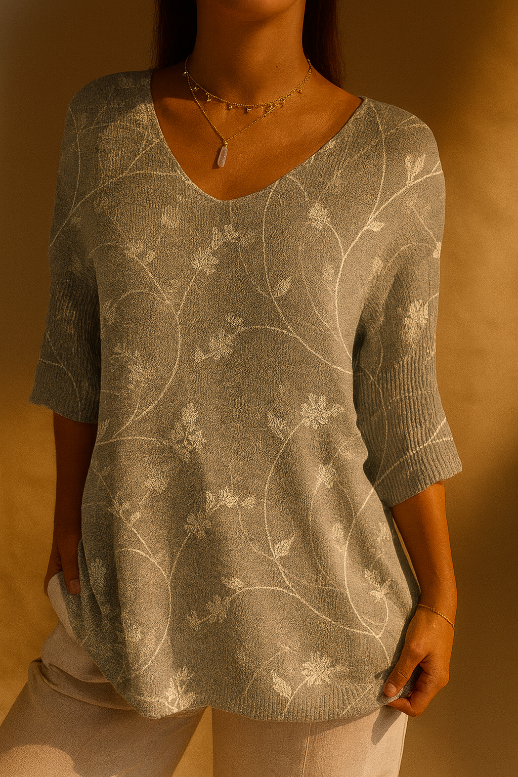 Amelia | Women's Vintage Floral Art Casual Pullover