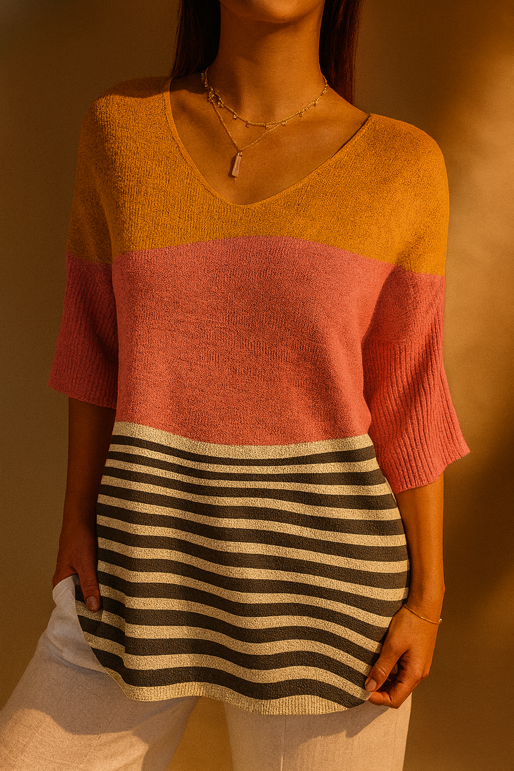 Amelia | Women's Abstract Line Pattern Art Print Casual Pullover