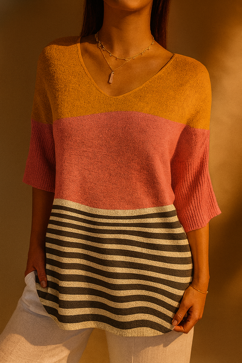 Amelia | Women's Abstract Line Pattern Art Print Casual Pullover