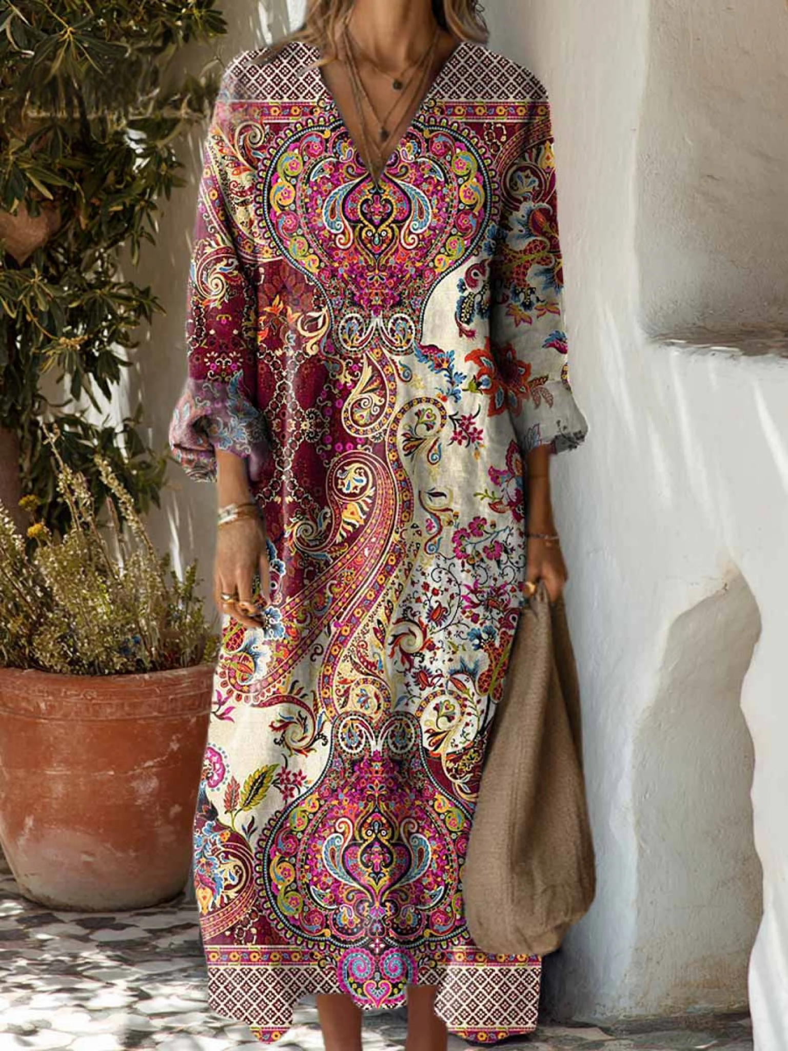 Vintage Floral Cotton Dress for Women