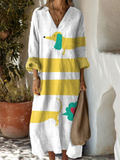 Retro Dachshund Art Print Dress for Women