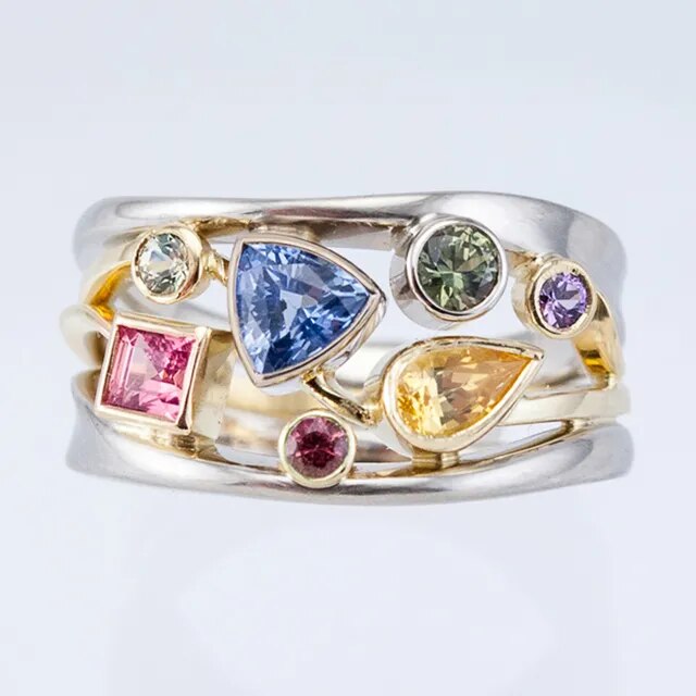Retro Colorful Zirconia Ring