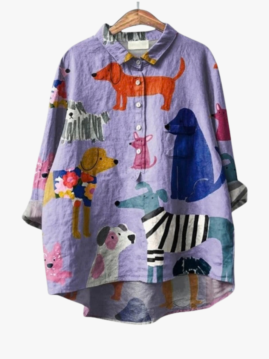 MOREAU LYON | WOMEN'S DOG PATTERN BLOUSE