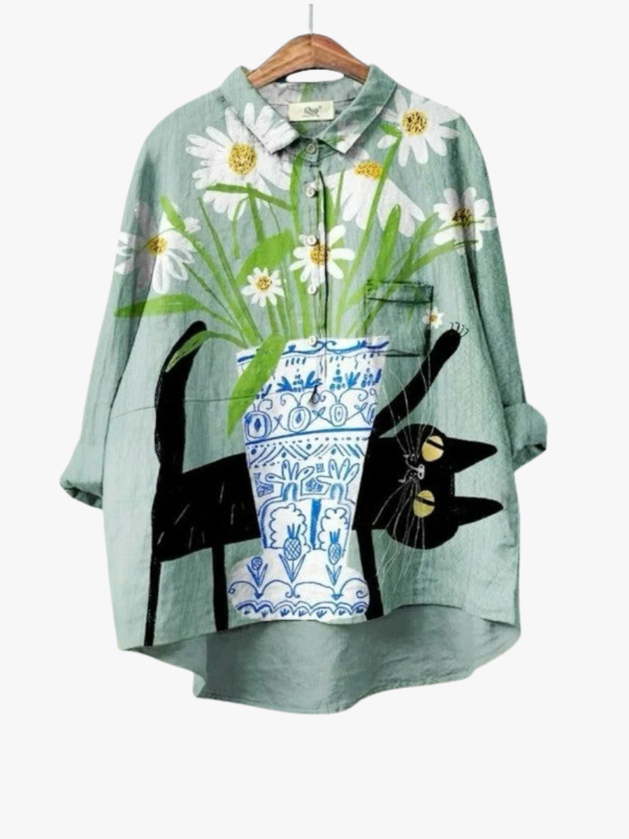 MOREAU LYON | FLOWERED CAT BLOUSE FOR WOMEN