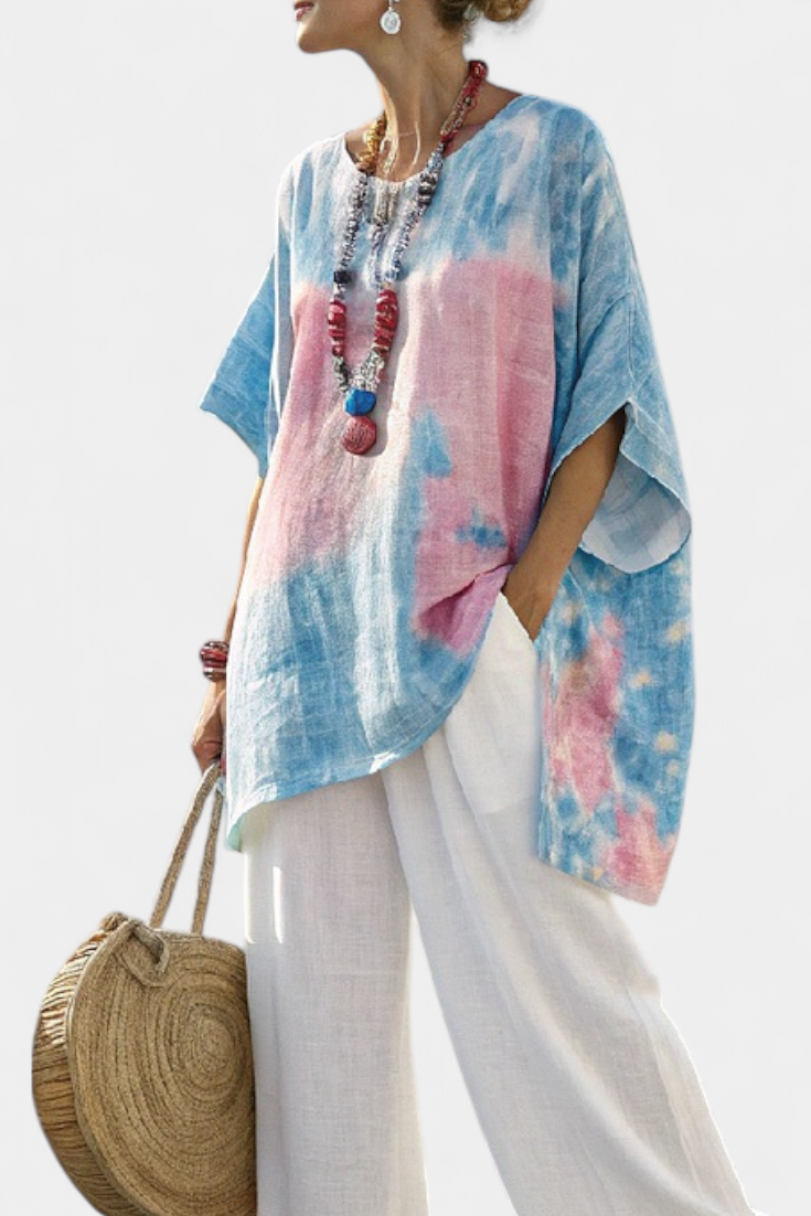 Valentina – Essential and Comfortable Linen Top and Bamboo Striped Trousers
