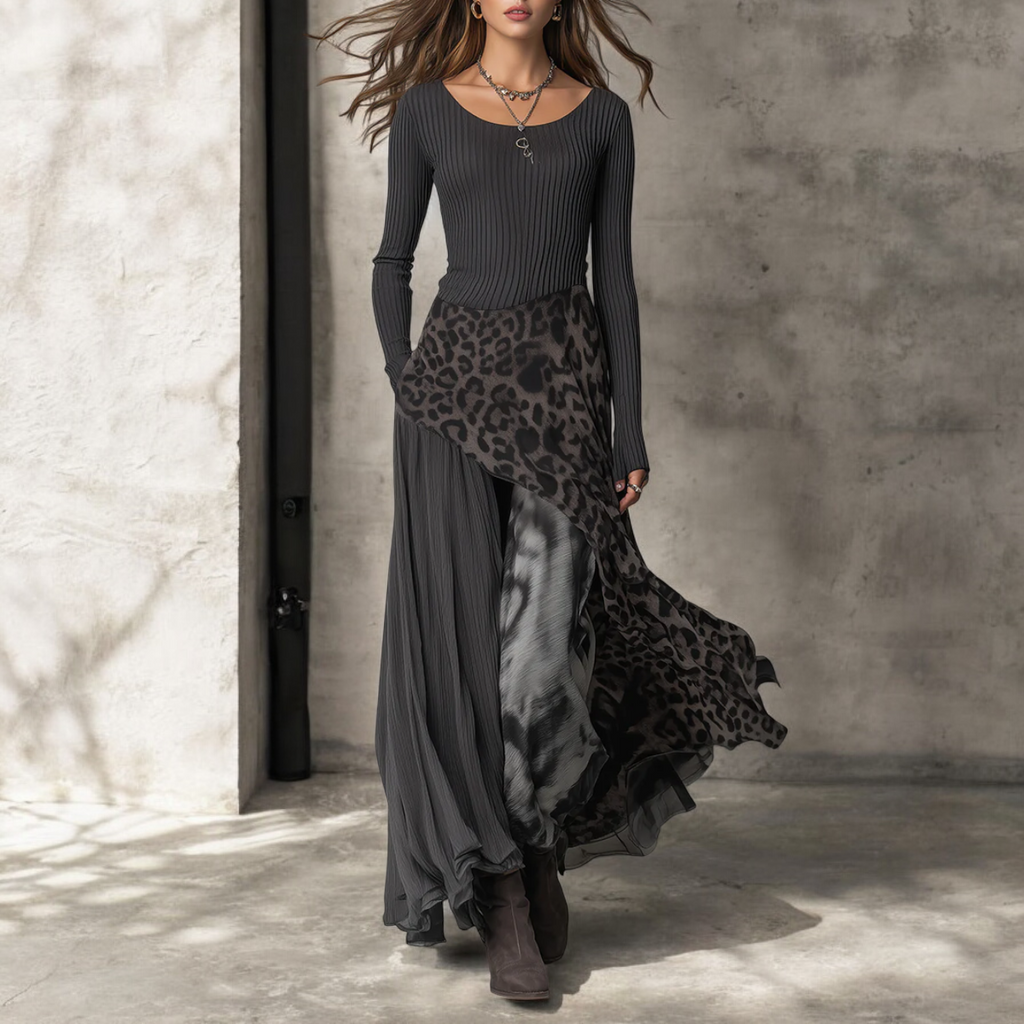 Edith | Long Leopard Dress