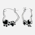 Heart-Shaped Huggie Earrings with Black Enamel