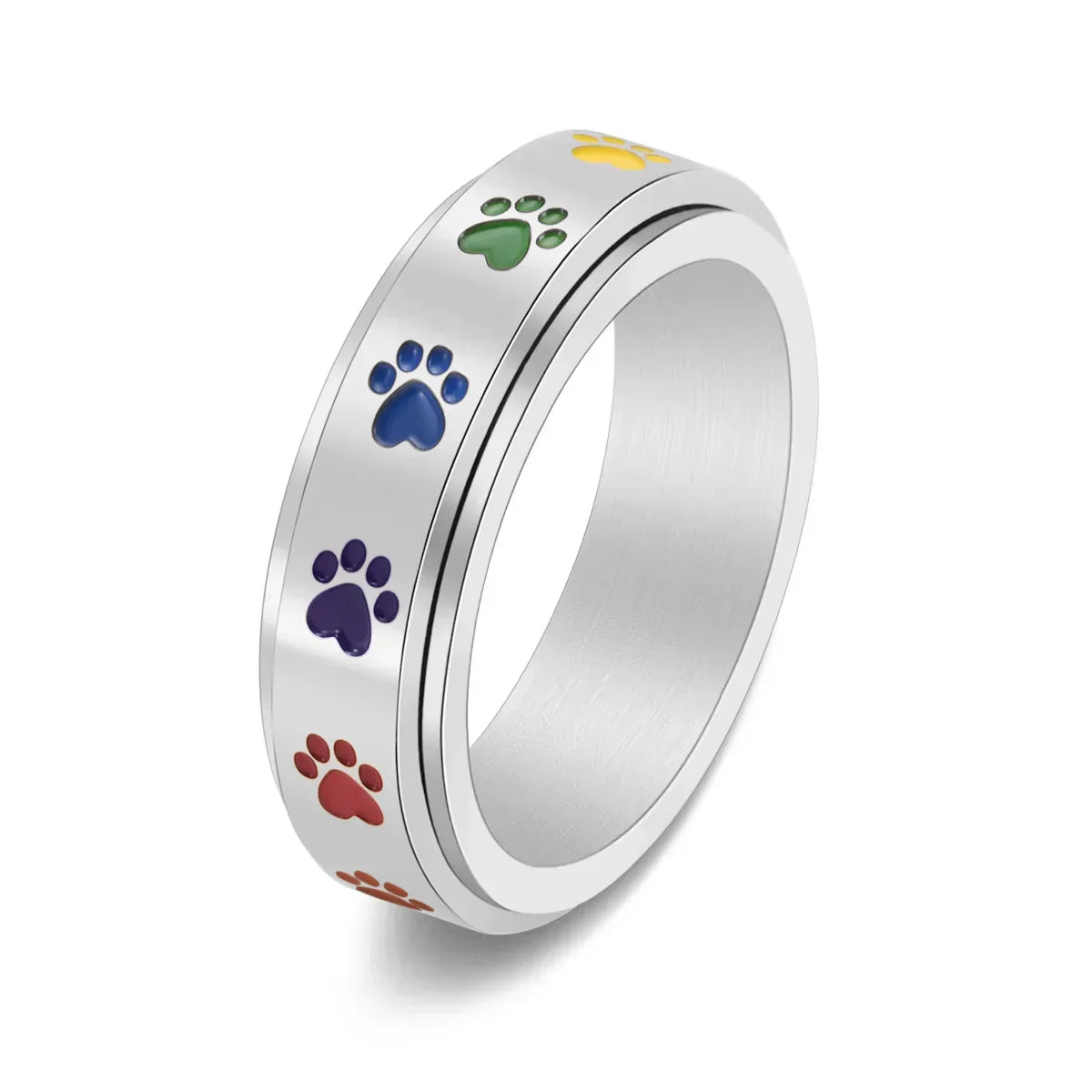 Spinning Paw Print Stress Relief Ring