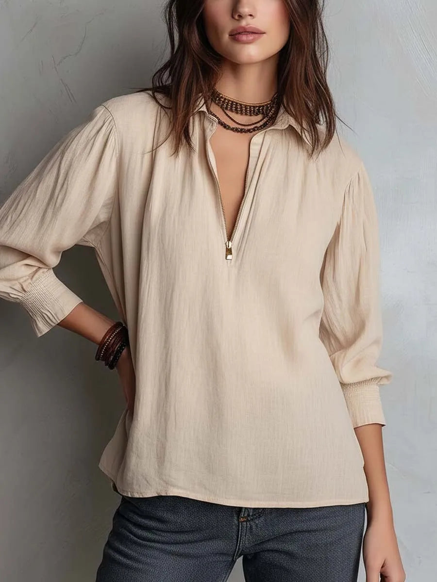 Sarah | Zip-Up Blouse