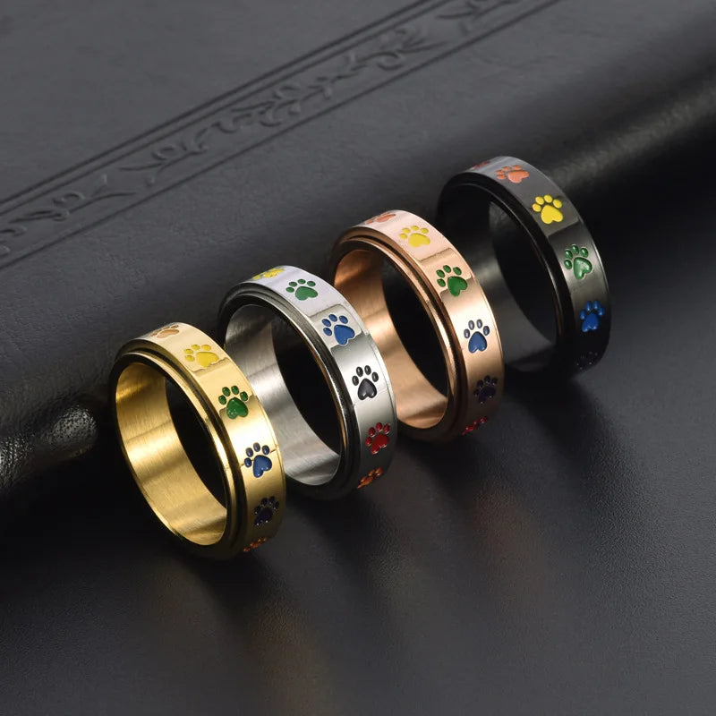 Spinning Paw Print Stress Relief Ring