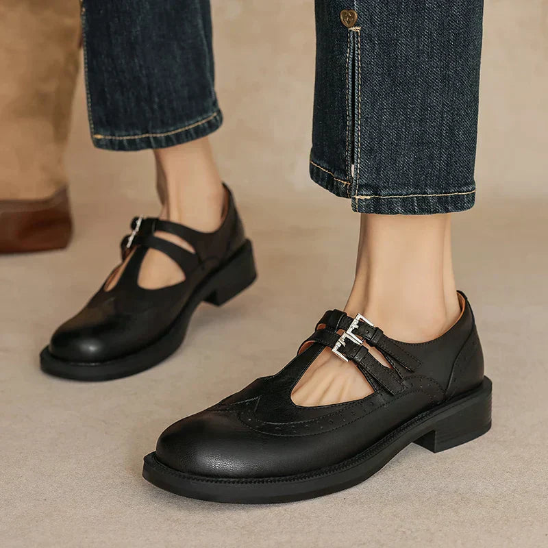 Leona | Timeless Leather Mary Jane Flats