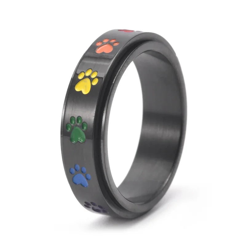 Spinning Paw Print Stress Relief Ring