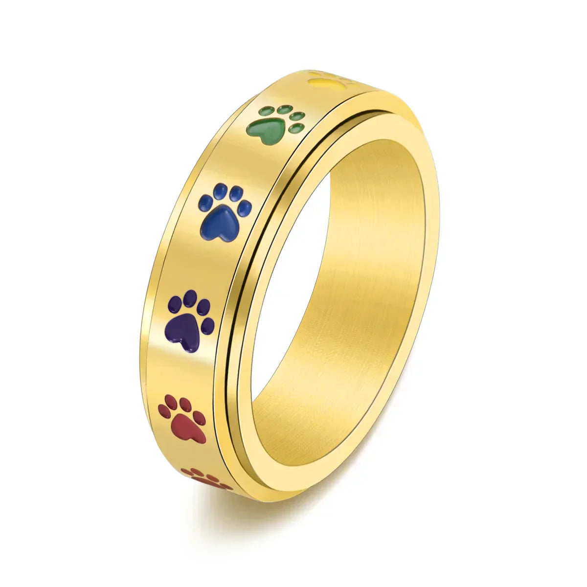 Spinning Paw Print Stress Relief Ring