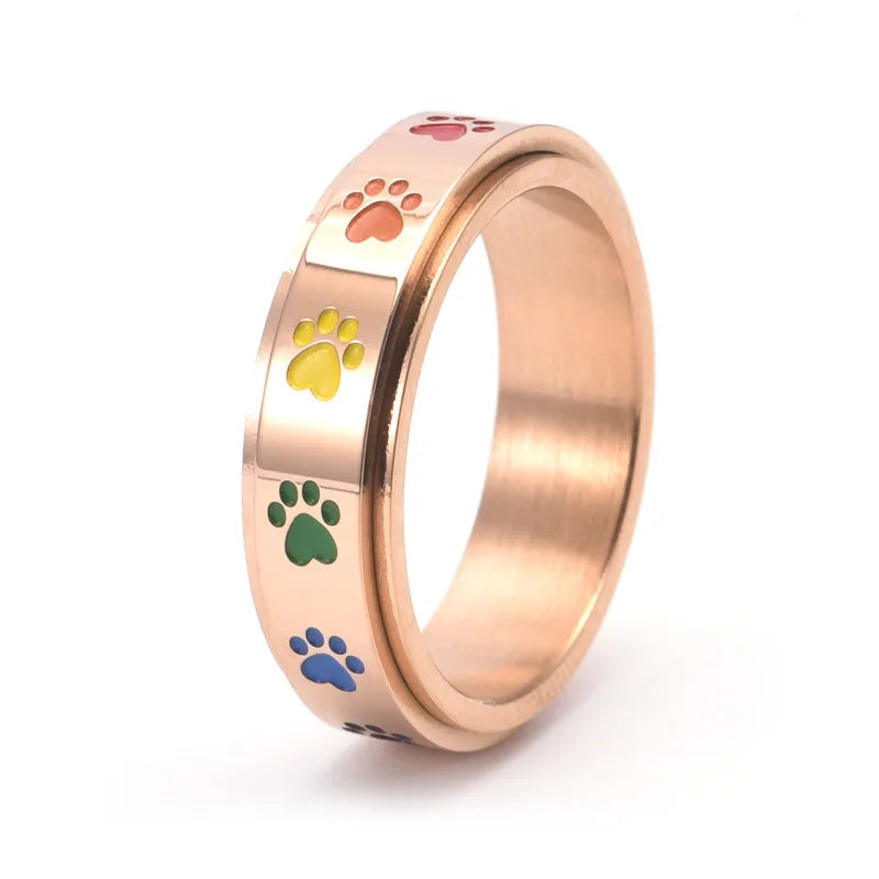 Spinning Paw Print Stress Relief Ring