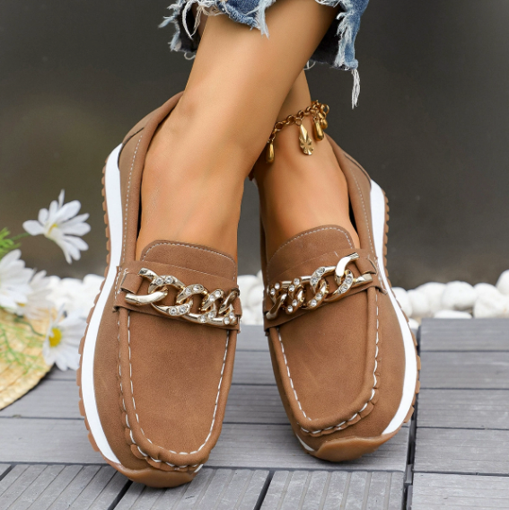 Elle - Diamond Buckle Loafers