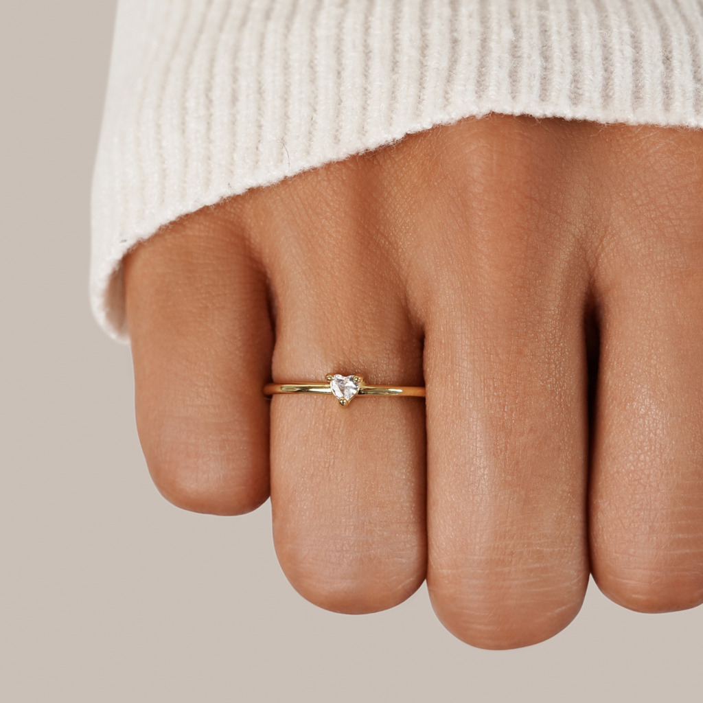 Heart-Shaped Crystal Love Ring