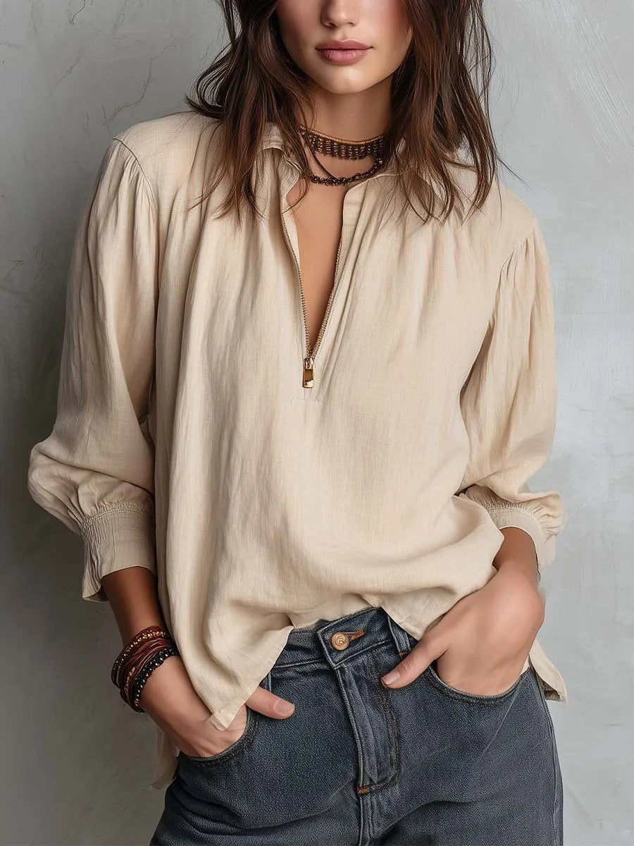 Sarah | Zip-Up Blouse