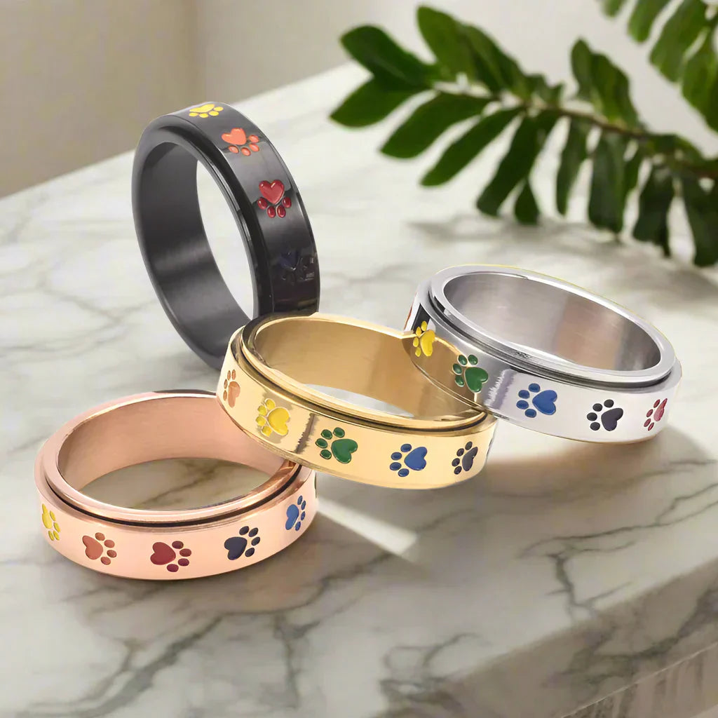 Spinning Paw Print Stress Relief Ring