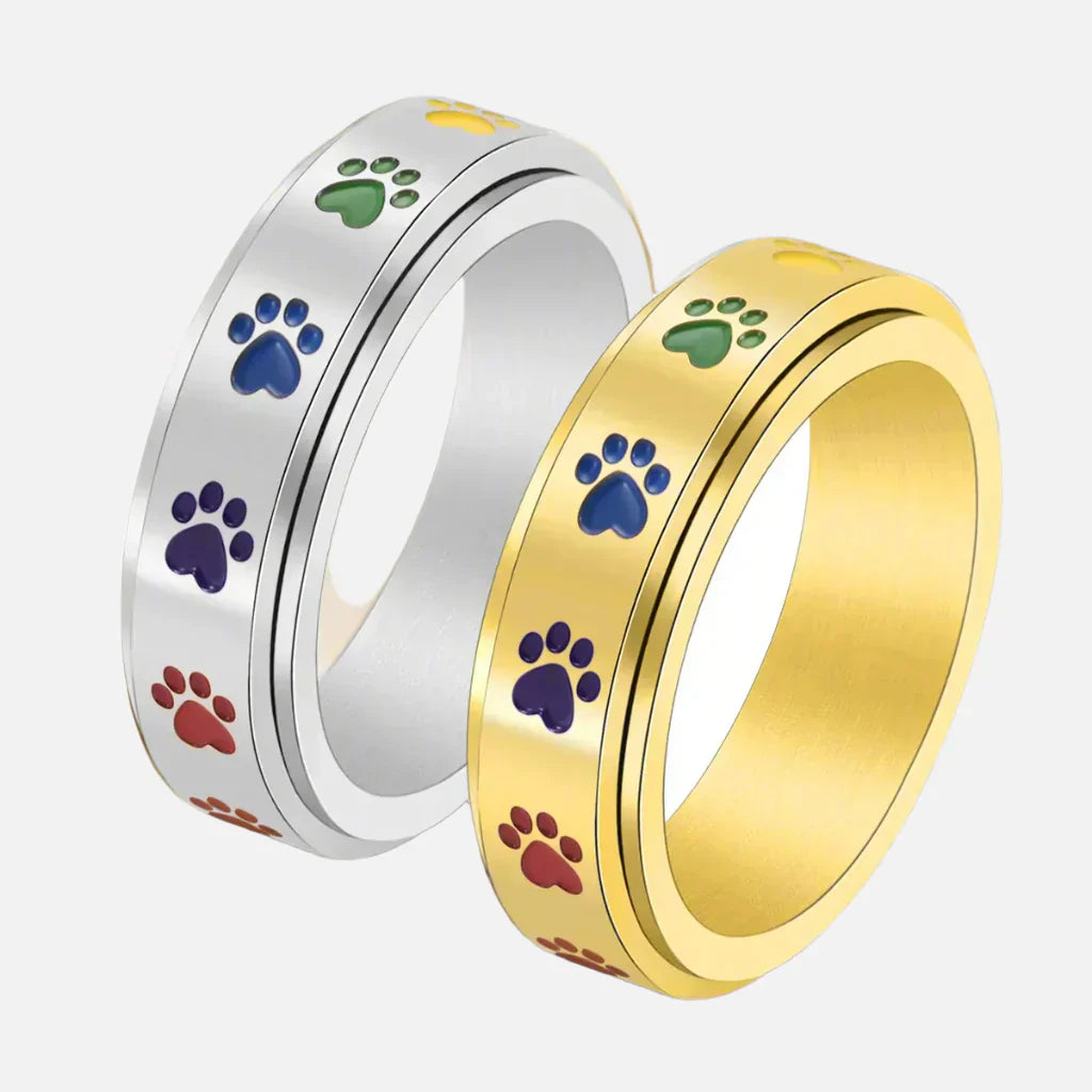Spinning Paw Print Stress Relief Ring