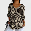 Amelia | Women's Retro Geometric Art Round Line Print Casual Pullover Knit