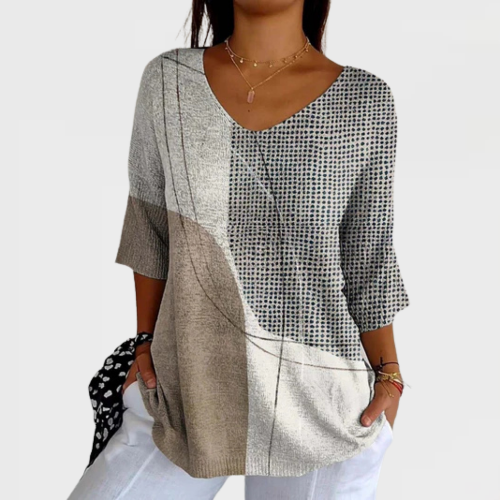 Ameelia | Women's Abstract Geometric Pattern Art Print Casual Pullover