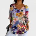 Amelia | Women's Vintage Lovely Floral Art Print Casual Pullover