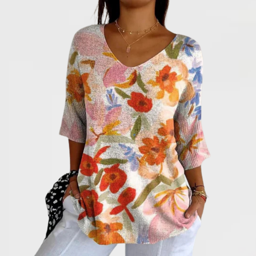 Amelia | Women's Vintage Art Floral Casual Pullover