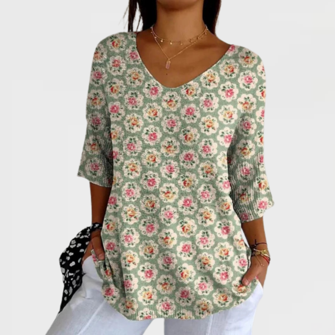 Amelia | Women's Vintage Ethnic Floral Art Print Casual Pullover
