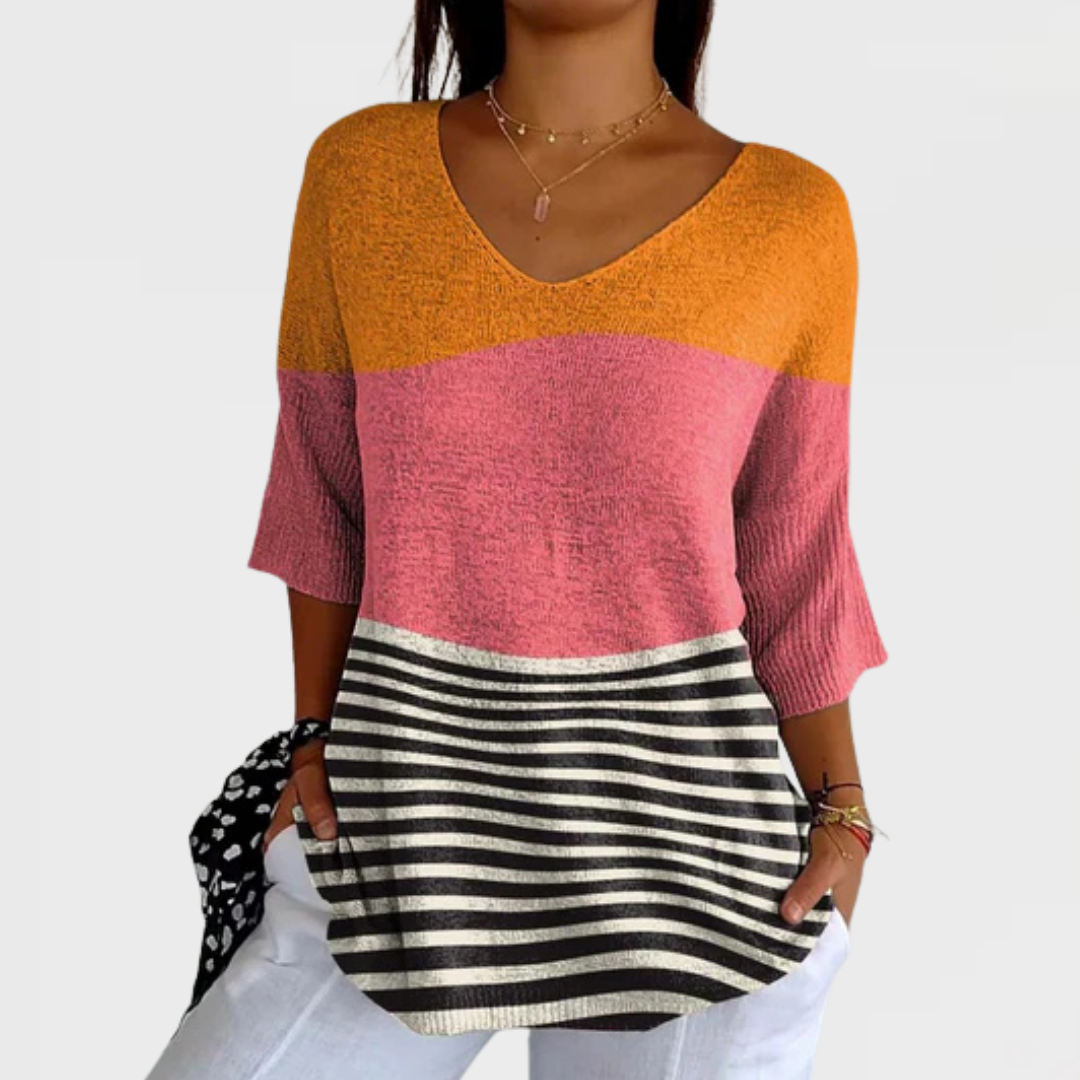 Amelia | Women's Abstract Line Pattern Art Print Casual Pullover