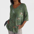 Amelia | Woodland And Animals Repeat Pattern Printed Women's Casual Pullover
